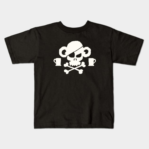 The Jolly Roger of the Drunken Monkey Kids T-Shirt by Trickster Studios